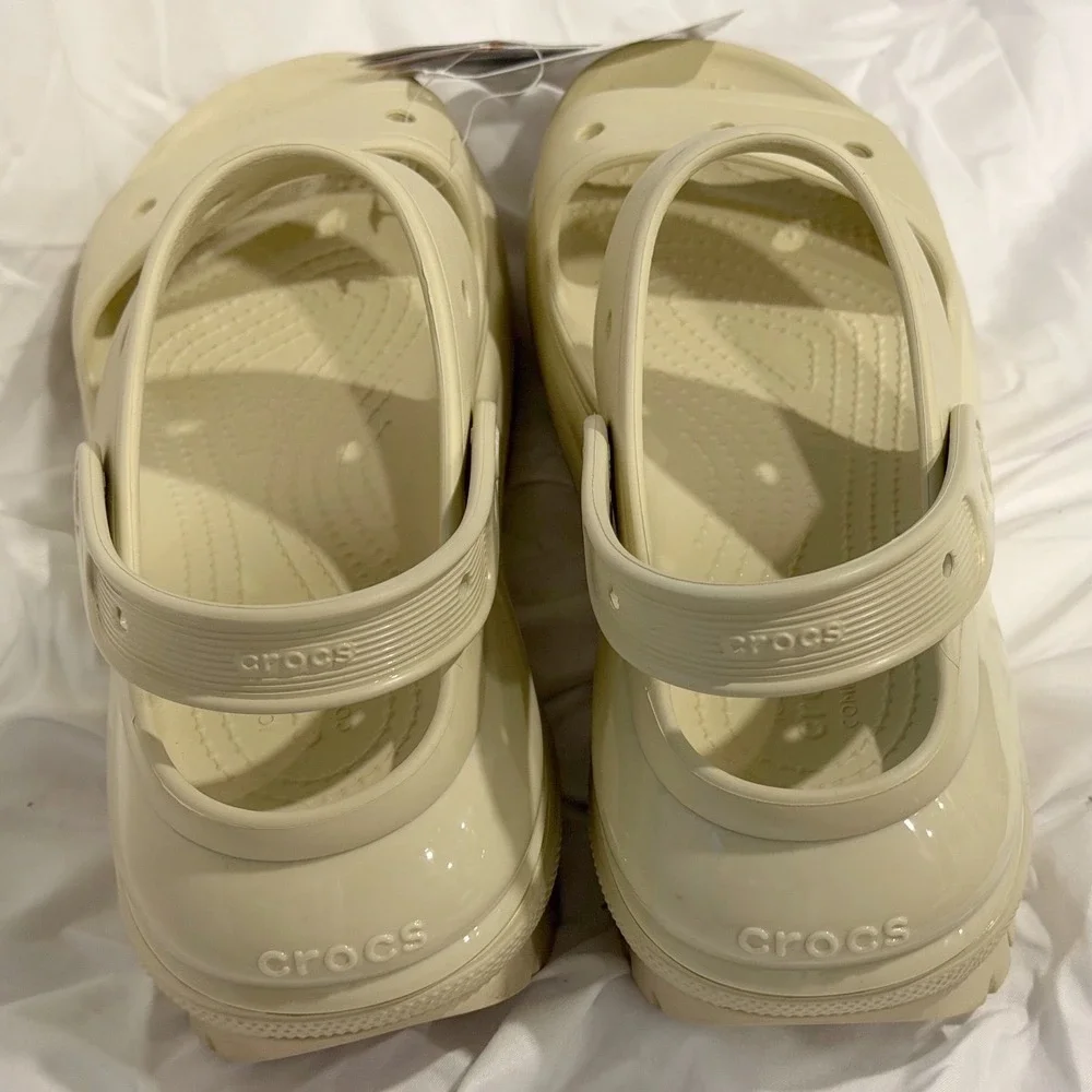 Crocs Mega Crush Sandal Bone Platform‎ Wedge W11 M9 Beige NEW Resortwear 106-05